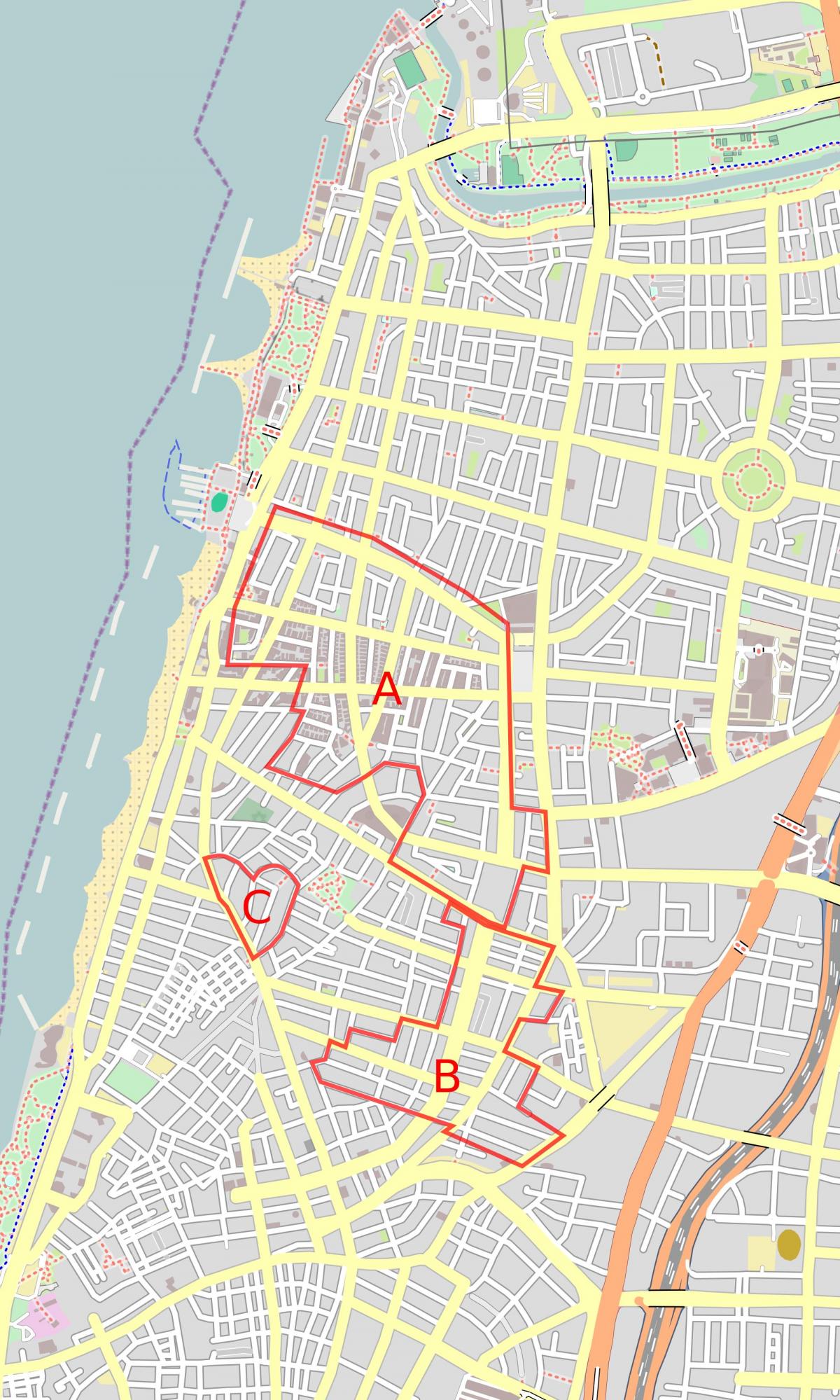 نقشه از سفید شهر تل آویو