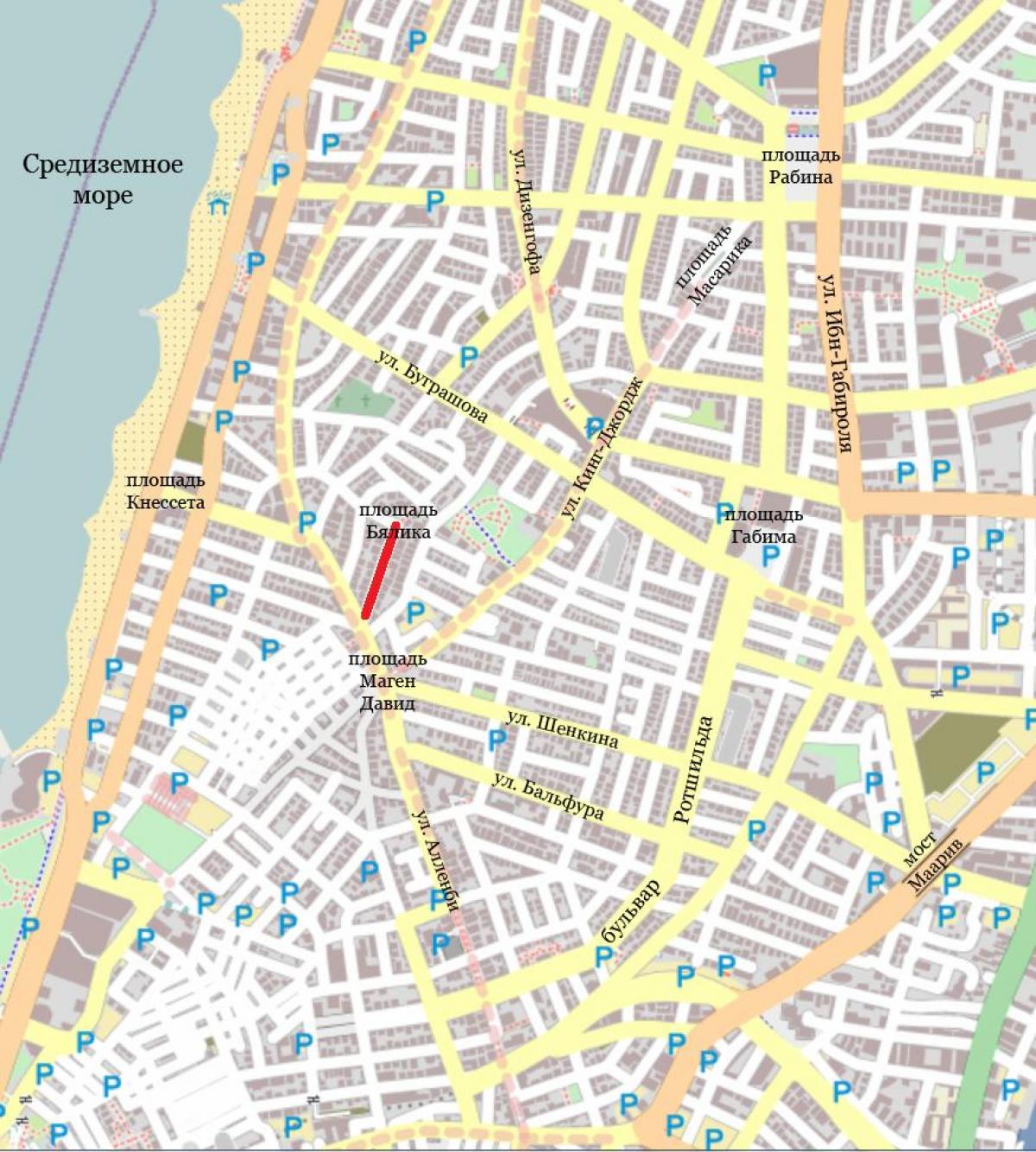نقشه خیابان های تل آویو اسرائیل