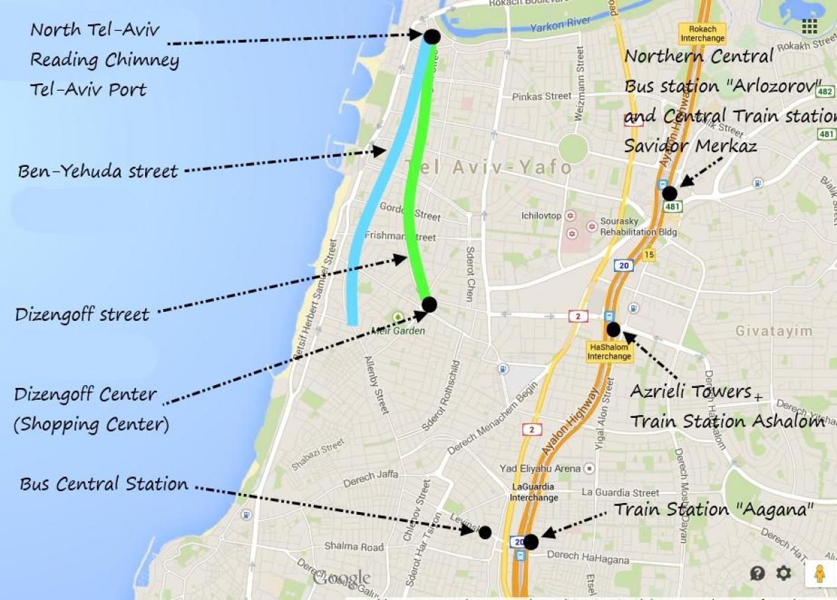 نقشه تل آویو حمل و نقل عمومی