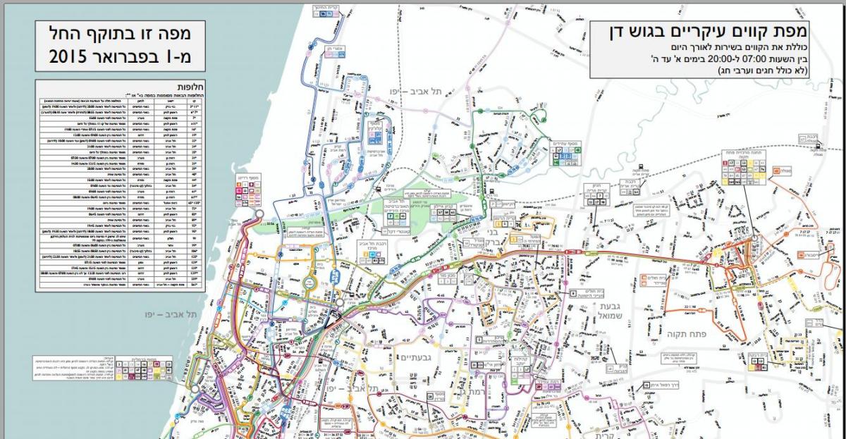 تل آویو نقشه مسیرهای اتوبوس